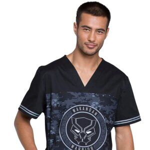 Black Panther Tooniforms Marvel Men's V Neck Scrub Top TF707 MAWW